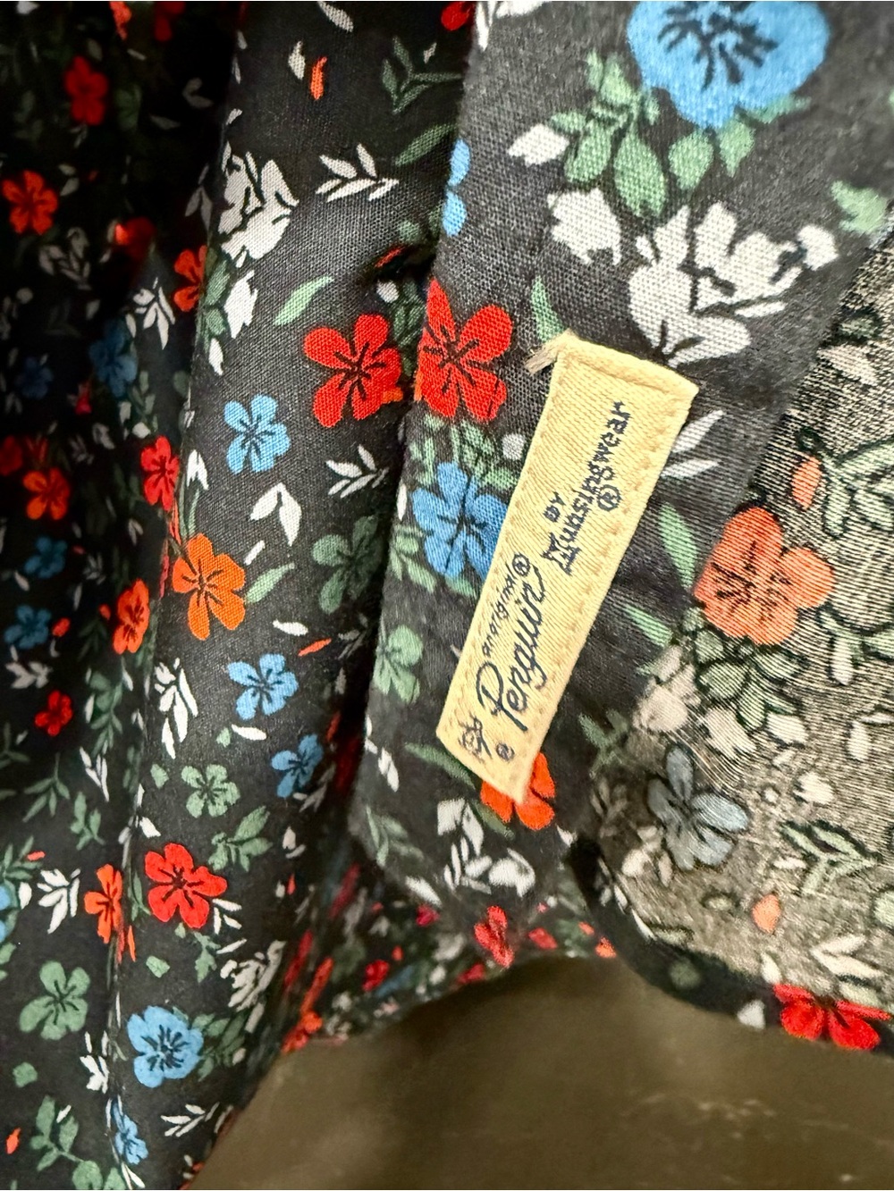 Original Penguin Navy Floral Button-Down Shirt with Red & Blue Flowers - Picture 2 of 4